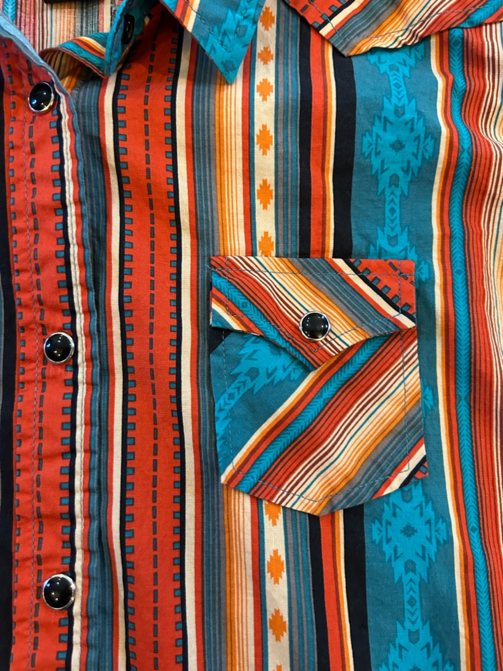 Rock & Roll Denim Southwestern Stripe Western Shirt Stretch Cotton - Picture 7 of 9